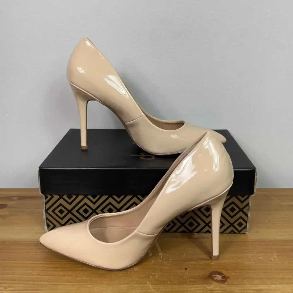 New Charles David Pact Stiletto Heel Pumps in Nude Patent Women's Size 9